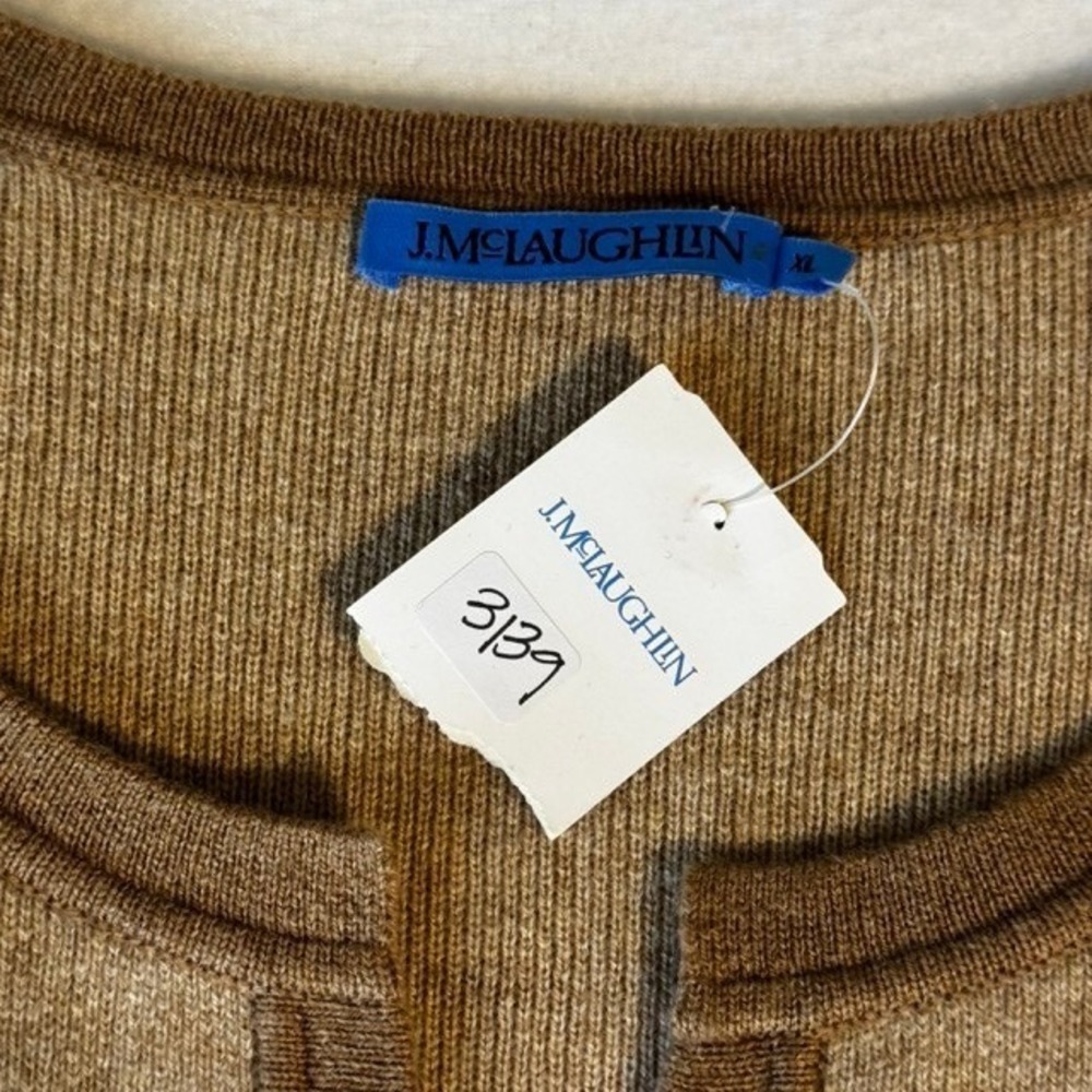 J McLaughlin Nan Wool Cashmere‎ long Cardigan Sweater Women XL Tan Brown pockets - Picture 5 of 14